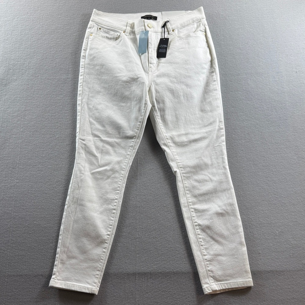 Ann Taylor Jeans Womens 8P White Sculpting Pocket Skinny Denim 30x25